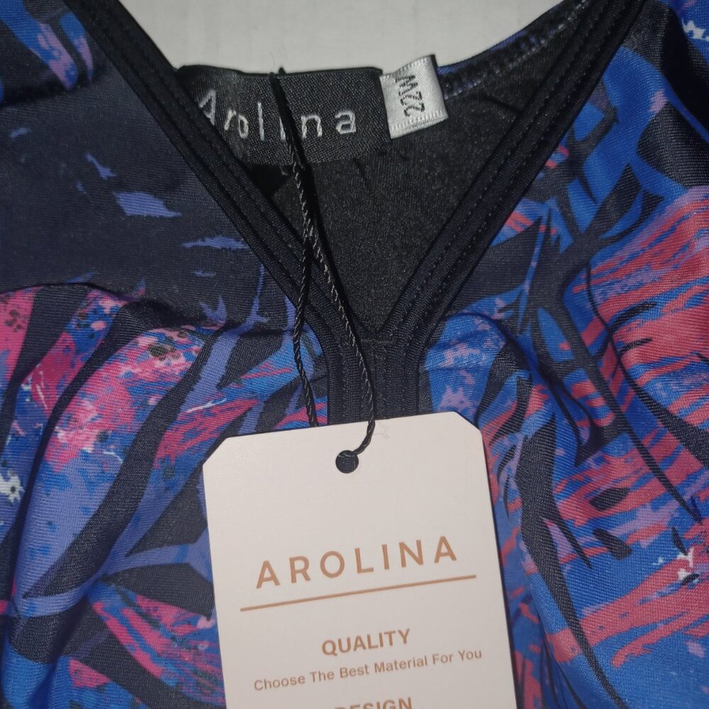AROLINA TROPICAL LEAF PRINT SWIM DRESS - Picture 5 of 12
